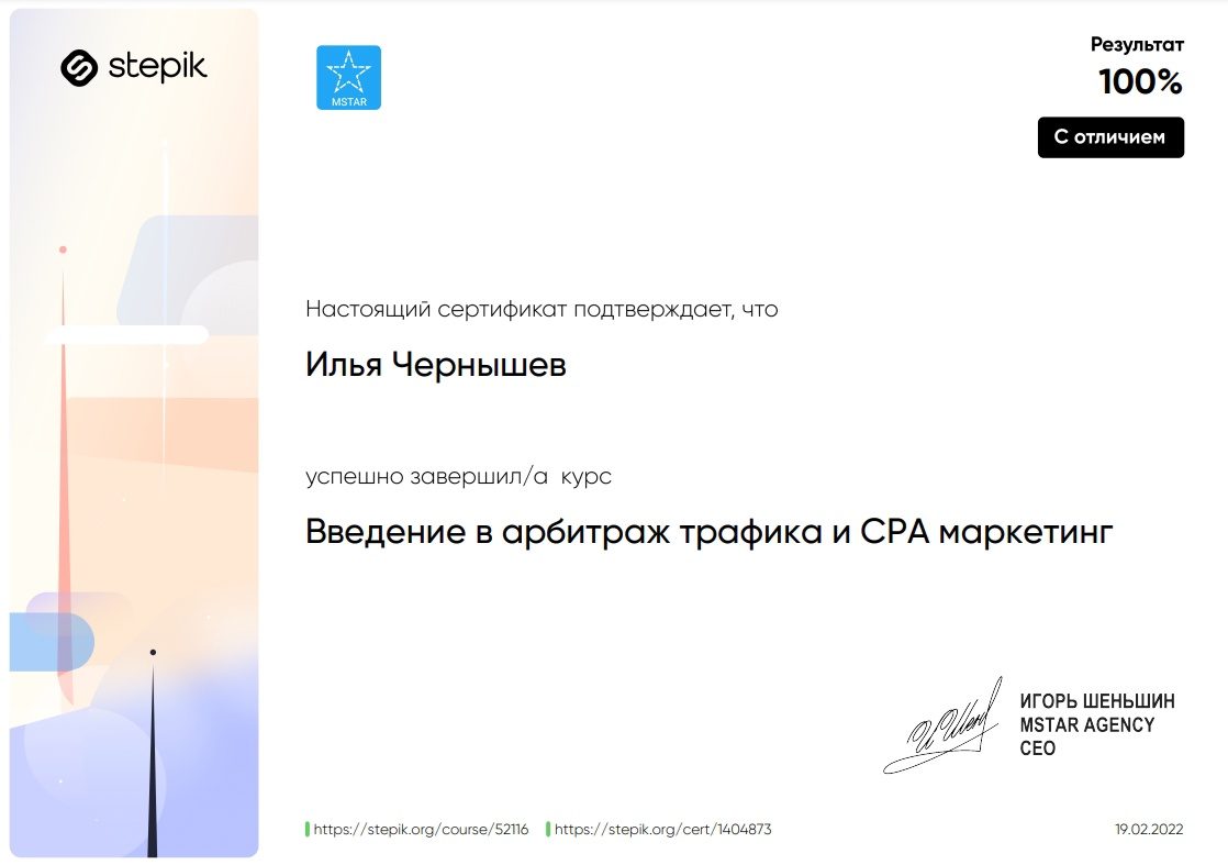 Арбитраж трафика и CPA маркетинг, 100%